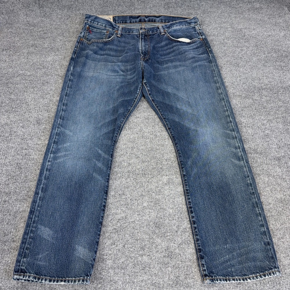 Polo Ralph Lauren Jeans Mens 36x30 Hampton Relaxed Straight‎ Medium Wash Denim